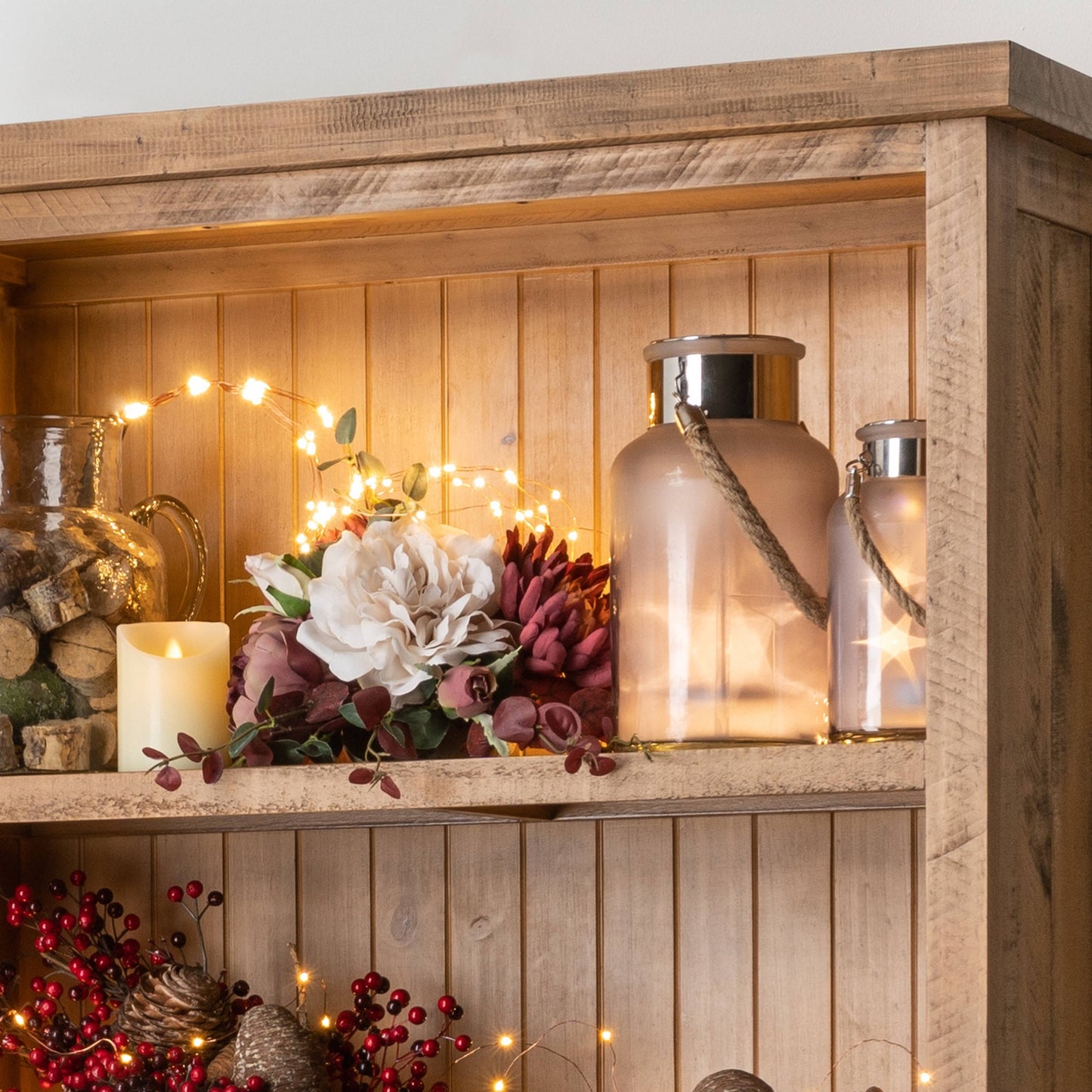 Frosted Glass Lantern with Rope Detail and Interior LED